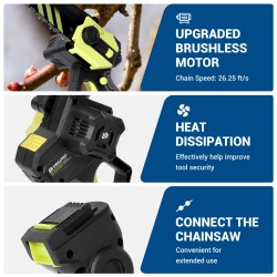 Drillpro akkukäyttöinen kaksitoiminen harjaton oksasaha kuusi tuuman teleskooppivarrella Worx 2.0Ah