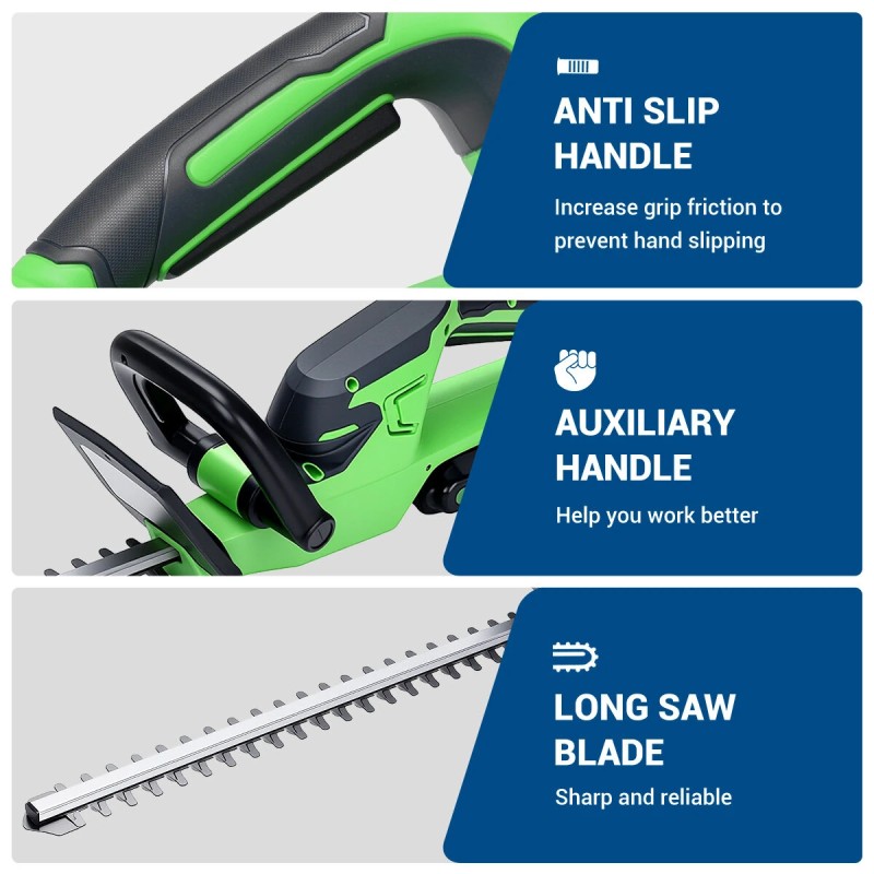 Drillpro DWK-Y0A01-020 akkuton pensasleikkuri 21V 550W 510mm kaksiteräinen säädettävä kahva