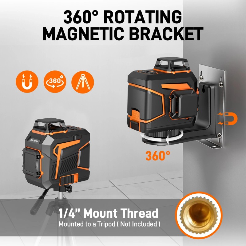 GOCHIFIX 2x360 2D vihreä lasertaso itsevaaitseva kaukosäädin akku