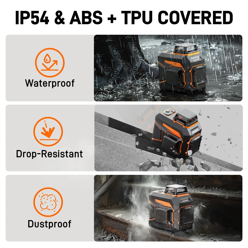 GOCHIFIX 2x360 2D vihreä lasertaso itsevaaitseva kaukosäädin akku