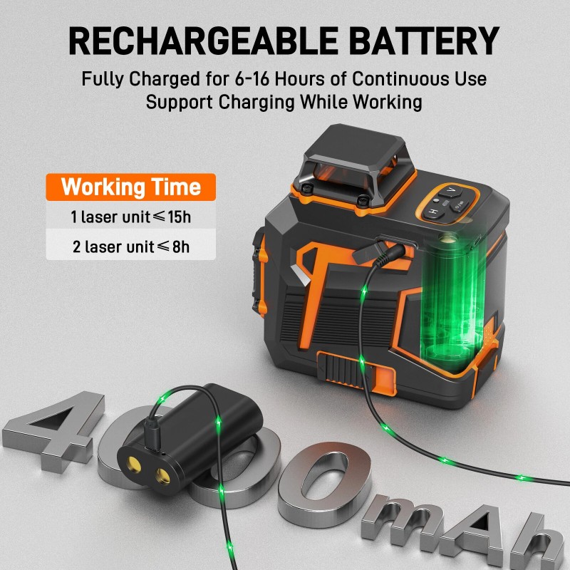 GOCHIFIX 2x360 2D vihreä lasertaso itsevaaitseva kaukosäädin akku