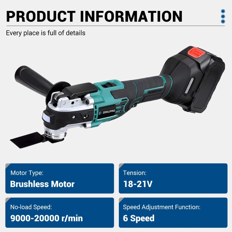 Drillpro harjaton sähköhiomakone kuusiportainen digitaalinen näyttö pikaistukka akku terät kotelo