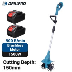 Drillpro sähköinen kultivaattori 21V 1500W harjaton moottori 150mm terä 150mm leikkuusyvyys kahdella akulla