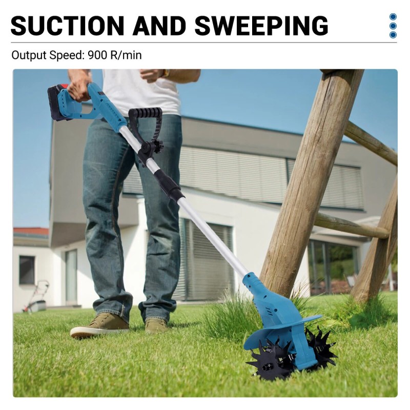 Drillpro sähköinen kultivaattori 21V 1500W harjaton moottori 150mm terä 150mm leikkuusyvyys kahdella akulla