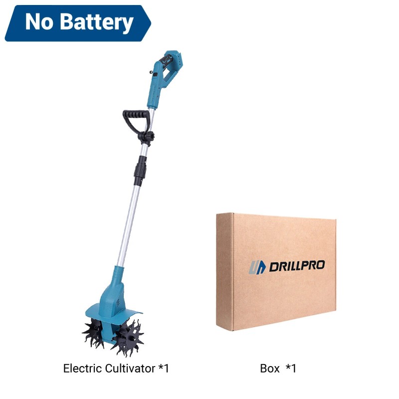 Drillpro sähköinen kultivaattori 21V 1500W harjaton moottori 150mm terä 150mm leikkuusyvyys kahdella akulla