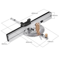 ENJOYWOOD messinkikahvainen 450 mm jiirimitta alumiiniprofiililla 27 asteen kulmalla pöytäsahalle