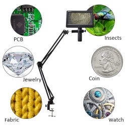 MUSTOOL digitaalinen juotosmikroskooppi joustavalla varrella 7 tuuman HDMI- ja USB-liitännällä 150× suurennoksella rengasvalolla