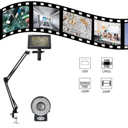 MUSTOOL digitaalinen juotosmikroskooppi joustavalla varrella 7 tuuman HDMI- ja USB-liitännällä 150× suurennoksella rengasvalolla