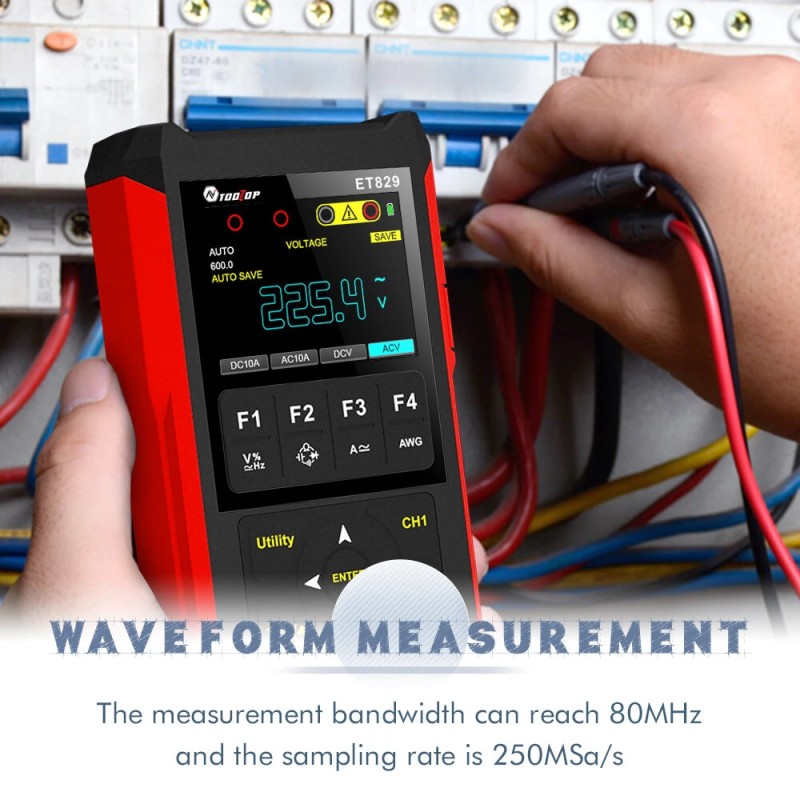 TOOLTOP ET829 OSC kolmitoiminen kannettava 80MHz kaksikanavainen oskilloskooppi tekoälyesikatselu