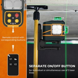 CIGMAN CM-801 3D 3x360° lasertaso kaukosäätö 2x2600mAh akut magneettinen L-kiinnike selkeät laserlinjat