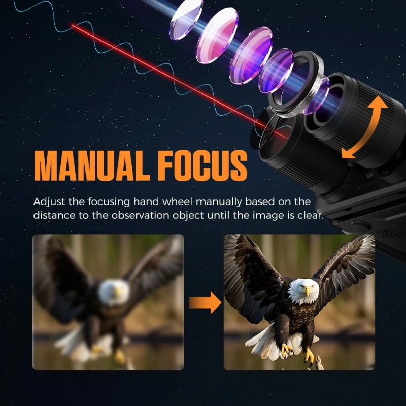 CIGMAN CNV01 4K-yönäkökiikarit 600 metrin kantama 3,99 tuuman näyttö 5-kertainen digitaalinen suurennos infrapunavalo