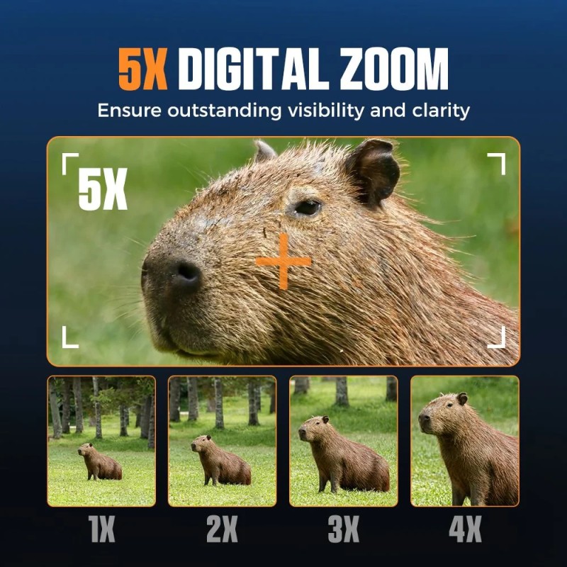 CIGMAN CNV01 4K-yönäkökiikarit 600 metrin kantama 3,99 tuuman näyttö 5-kertainen digitaalinen suurennos infrapunavalo