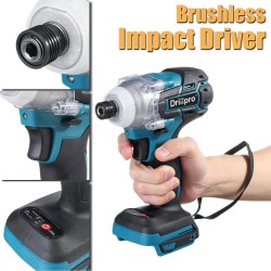 Drillpro harjaton iskuporakone ja sähköruuvinväännin 520 newtonmetriä sopii 18 voltin akuille portaattomalla nopeudensäätimellä