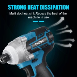 Drillpro harjaton iskuporakone ja sähköruuvinväännin 520 newtonmetriä sopii 18 voltin akuille portaattomalla nopeudensäätimellä