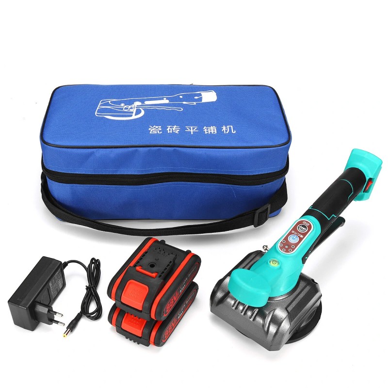 Laatoituskone 18 V 6 nopeuksinen tärinällä ja imulla led valolla 120x120 cm keraamisille laatoille 2 akkua mukana