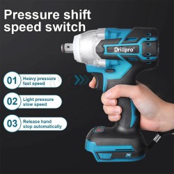 Drillpro 18 V akkukäyttöinen harjaton iskuruuvinväännin led-työvalolla sopii Makita DTW285Z-runkoon