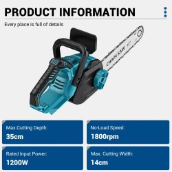 DRILLPRO 12-tuumainen harjaton akkukäyttöinen moottorisaha 1200 watin kevyt kannettava LCD-näyttö Makita-yhteensopiva