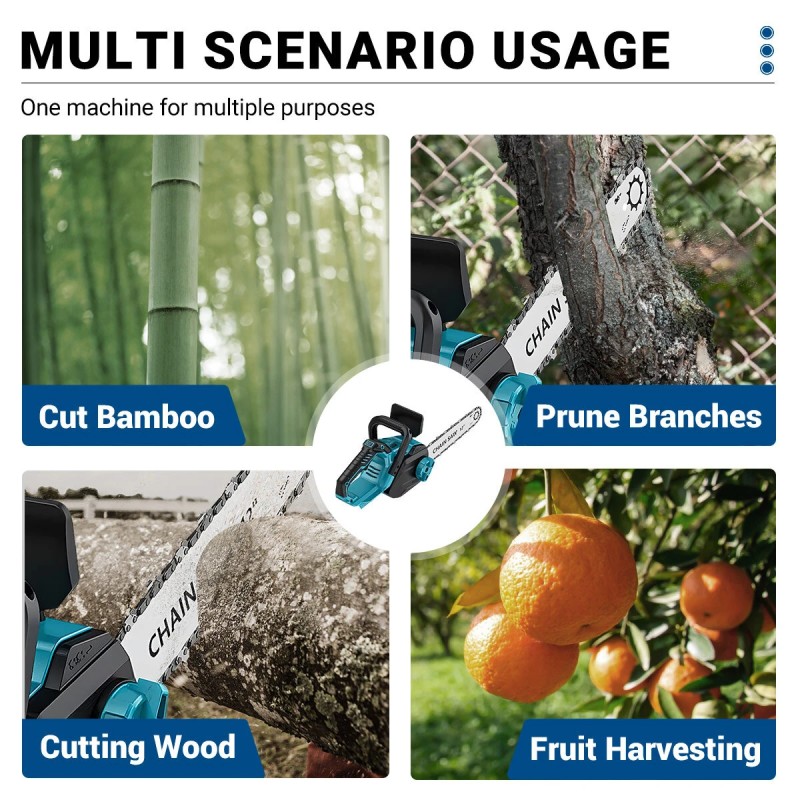 DRILLPRO 12-tuumainen harjaton akkukäyttöinen moottorisaha 1200 watin kevyt kannettava LCD-näyttö Makita-yhteensopiva