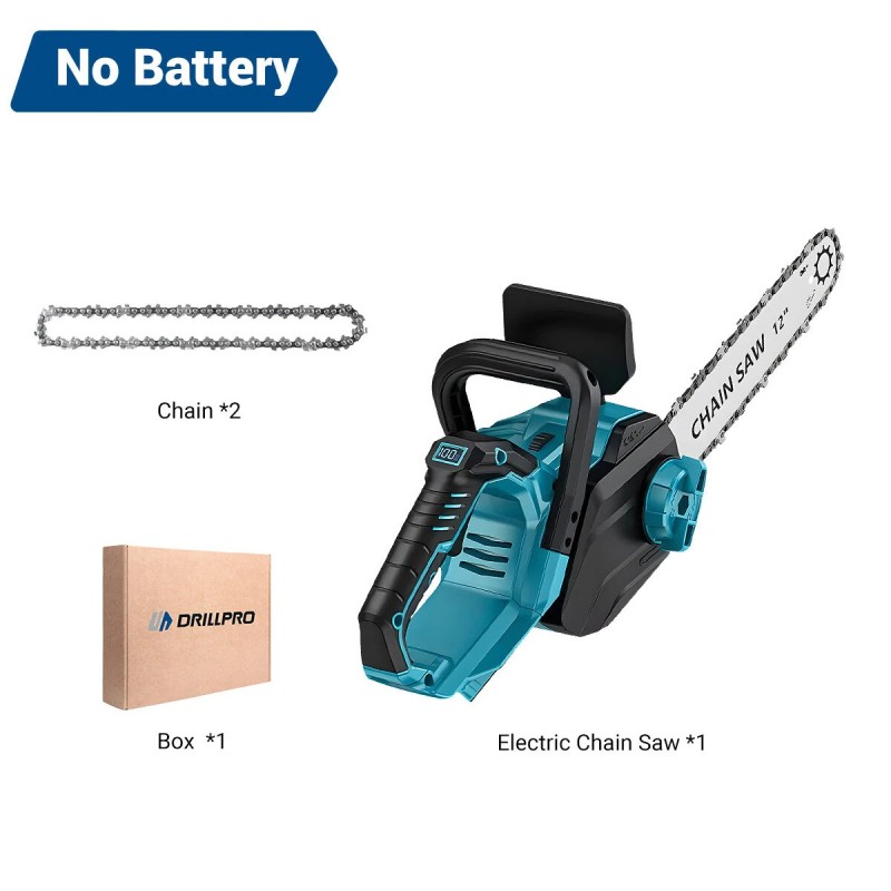 DRILLPRO 12-tuumainen harjaton akkukäyttöinen moottorisaha 1200 watin kevyt kannettava LCD-näyttö Makita-yhteensopiva