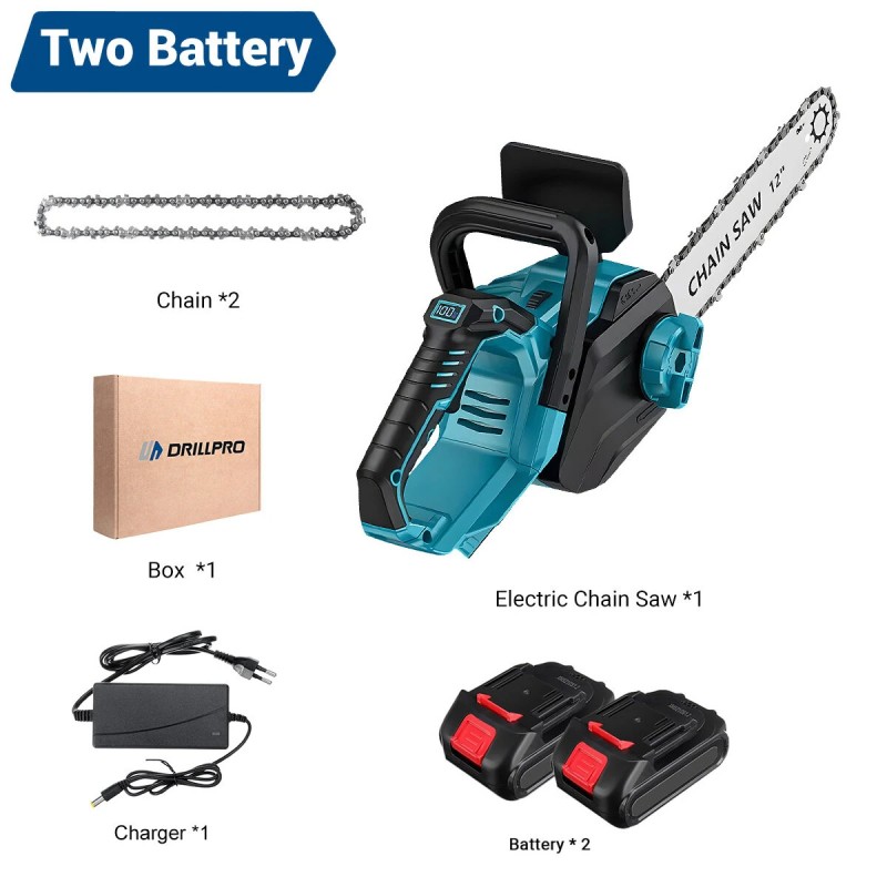 DRILLPRO 12-tuumainen harjaton akkukäyttöinen moottorisaha 1200 watin kevyt kannettava LCD-näyttö Makita-yhteensopiva