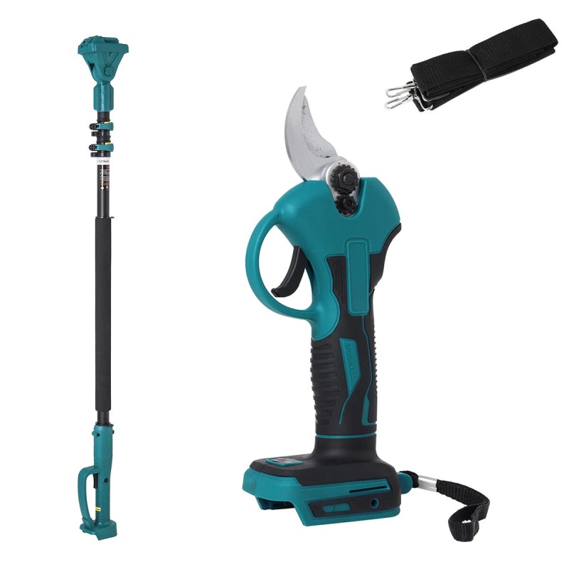 Harjaton oksasakset 250 cm n teleskooppivarrella 35 millimetrin leikkauskapasiteetti ergonominen akkuyhteensopiva hedelmäpuille