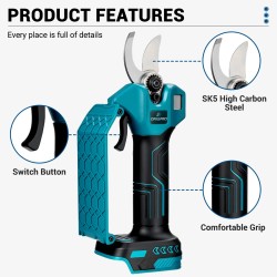 Drillpro 21V 800W sähköiset oksasakset 35mm leikkaushalkaisija Makita-yhteensopiva EU-pistoke