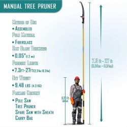 Säädettävä teleskooppivarsi oksasaha 2,24–8,24 metriä lasikuituvarsi seosteräs terä kantolaukku