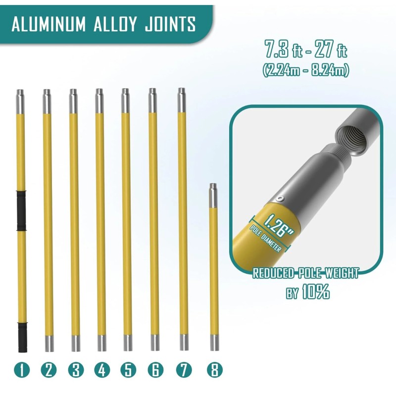 Säädettävä teleskooppivarsi oksasaha 2,24–8,24 metriä lasikuituvarsi seosteräs terä kantolaukku