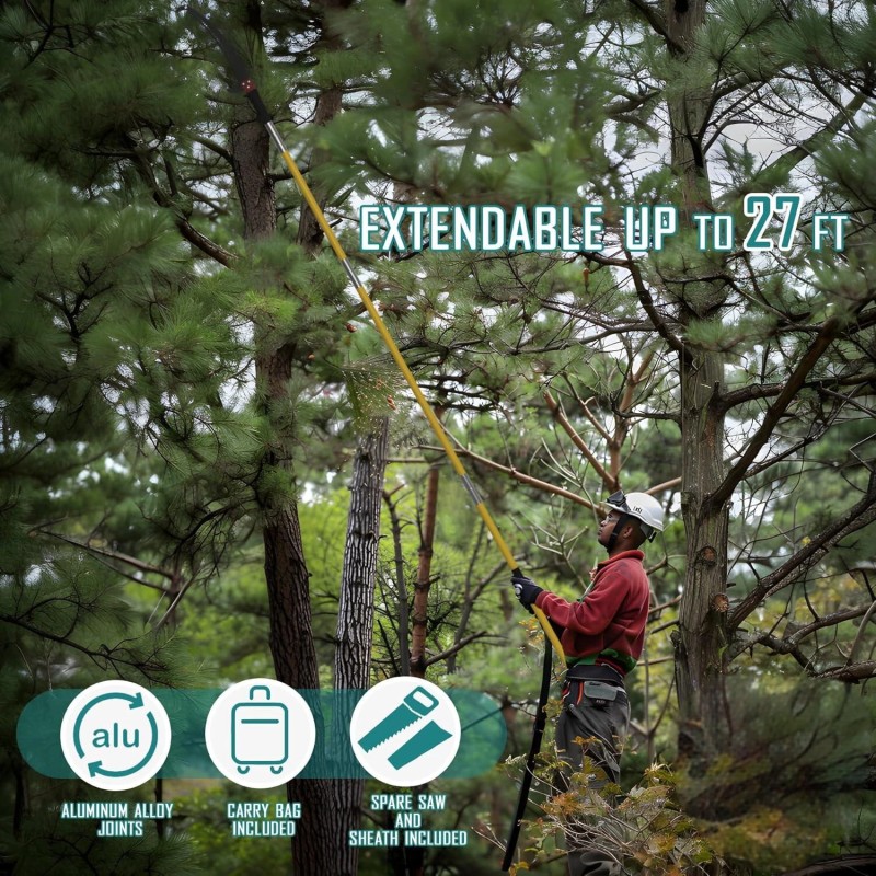 Säädettävä teleskooppivarsi oksasaha 2,24–8,24 metriä lasikuituvarsi seosteräs terä kantolaukku
