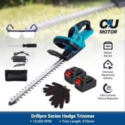 Drillpro sähköinen pensasleikkuri akkukäyttöinen 18V 2000W 15000 kierr./min 510mm SK5-terä säädettävä leikkuupää