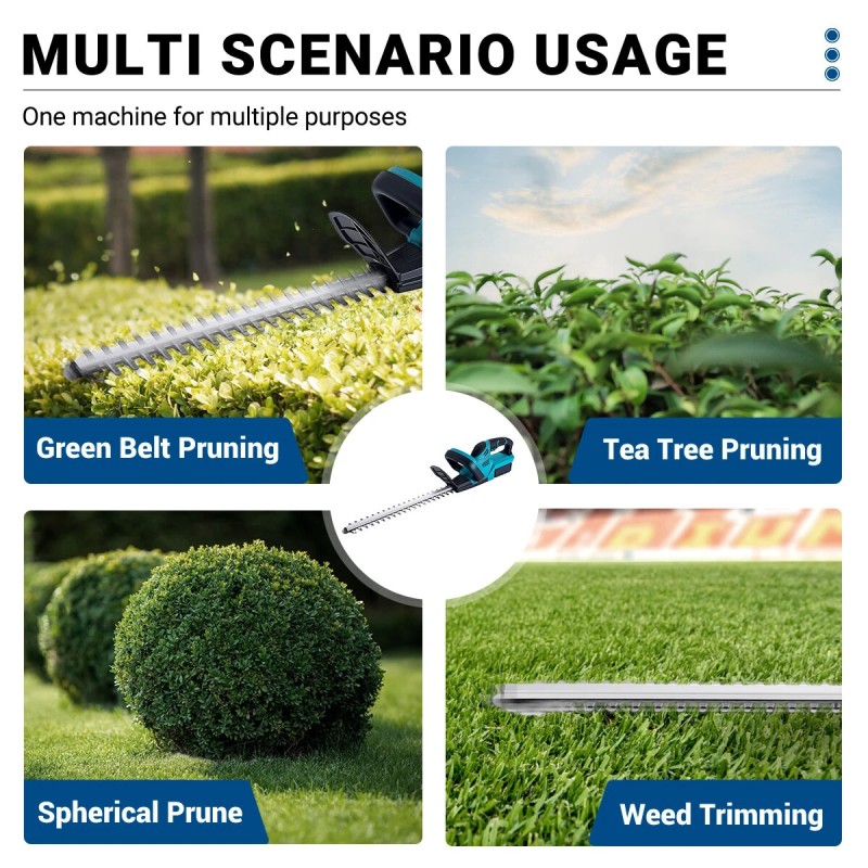 Drillpro sähköinen pensasleikkuri akkukäyttöinen 18V 2000W 15000 kierr./min 510mm SK5-terä säädettävä leikkuupää