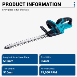 Drillpro sähköinen pensasleikkuri akkukäyttöinen 18V 2000W 15000 kierr./min 510mm SK5-terä säädettävä leikkuupää