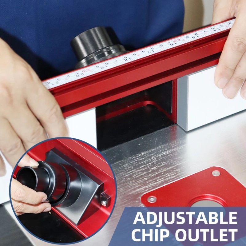 ENJOYWOOD jyrsinpöydän aita säädettävällä lastunpoistolla sopii 19–38 mm paksuisille pöydille