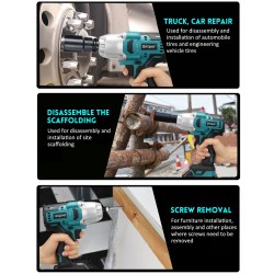 Drillpro 1/2 tuuman 2000 nm harjaton iskuavain akkukäyttöinen led-valolla 18 v