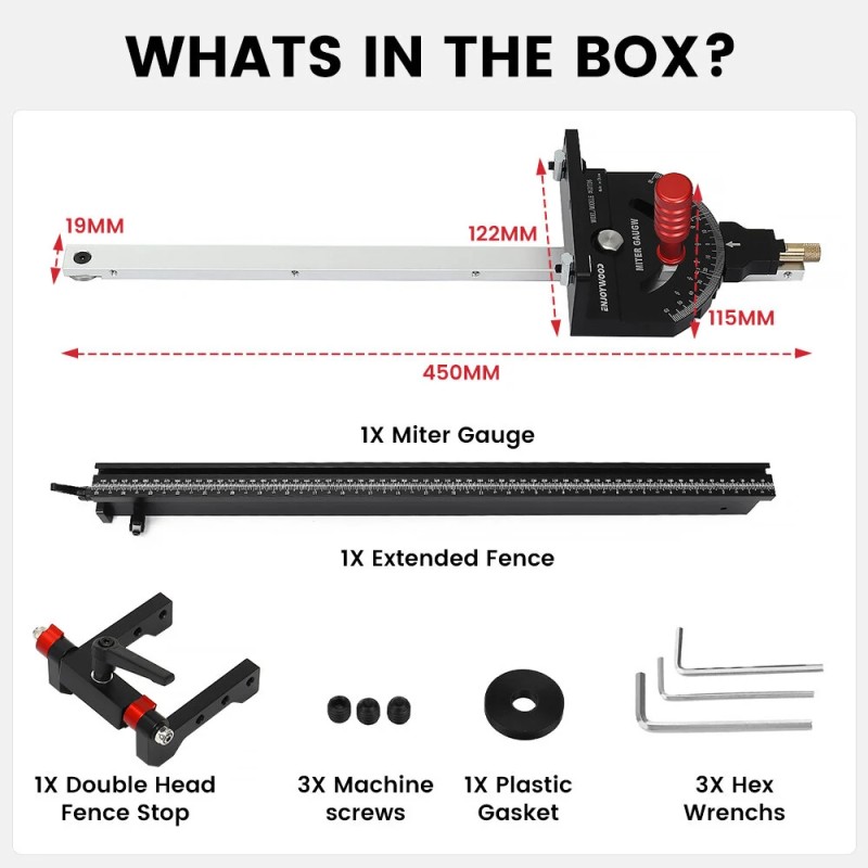 ENJOYWOOD M1 Pro kulmamittari pidennetyllä aidalla pöytäsahalle tarkka alumiinirakenteinen