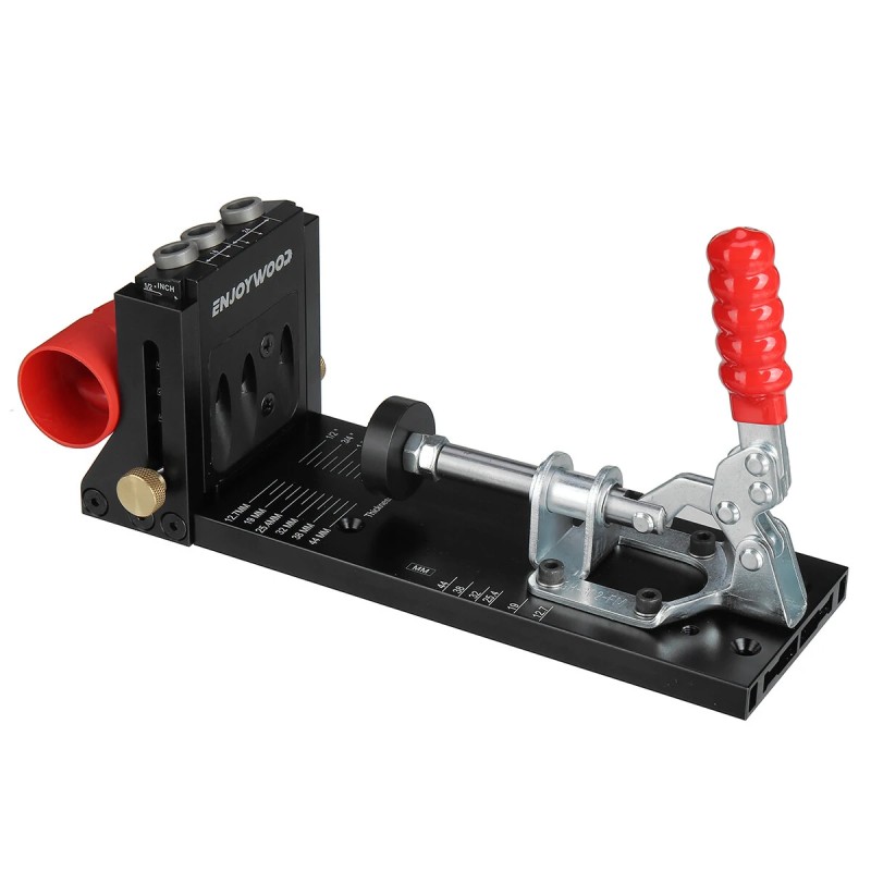 ENJOYWOOD XK4 taskureikäjigi sarja alumiiniseoksesta valmistettu säädettävä puuntyöstön porausopas kulmareikiin poranterällä