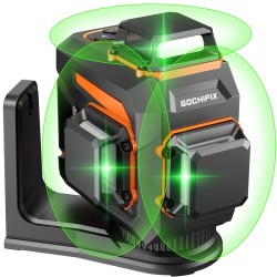 GOCHIFIX 3x360 12 linjainen 3D itsetasautuva vihreä lasertaso Sharp 520 ladattava 5 2Ah akku kaukosäätimellä