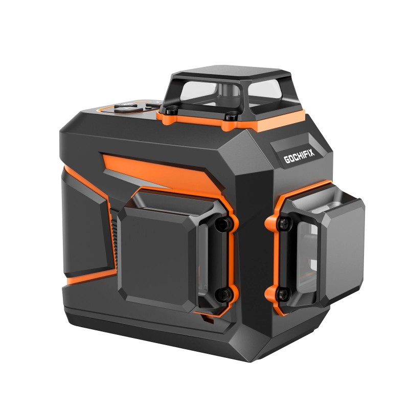 GOCHIFIX 3x360 12-linjainen 3D itsetasautuva vihreä lasertaso Sharp 520 ladattava 5,2Ah akku kaukosäätimellä