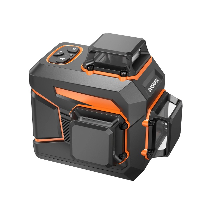 GOCHIFIX 3x360 12-linjainen 3D itsetasautuva vihreä lasertaso Sharp 520 ladattava 5,2Ah akku kaukosäätimellä