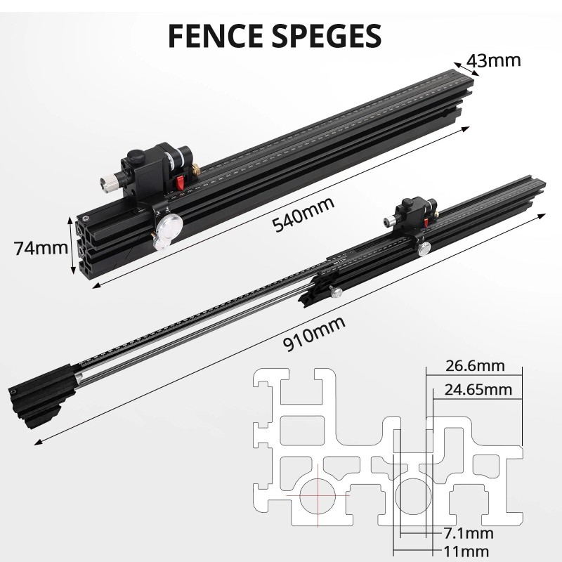 HONGDUI HD-KS22 alumiininen jatkettu jiirisahausvaste jiirisahauspöytään ja jyrsinpöytään