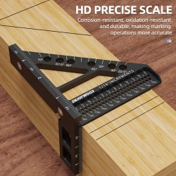 ENJOYWOOD monitoimikulmaviivain alumiini T-malli mitta ja merkintä tuuma ja millimetri kulmat 22.5/30/45/60/67.5/90 astetta