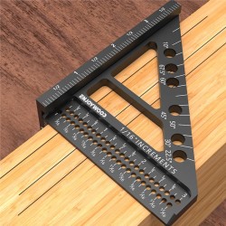 ENJOYWOOD monitoimikulmaviivain alumiini T-malli mitta ja merkintä tuuma ja millimetri kulmat 22.5/30/45/60/67.5/90 astetta