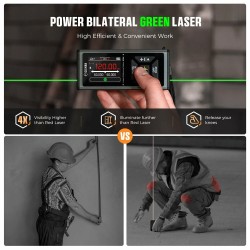 CIGMAN CD-60G kaksisuuntainen vihreä lasermittalaite 120 metrin korkean tarkkuuden 2,4 tuuman näytöllä