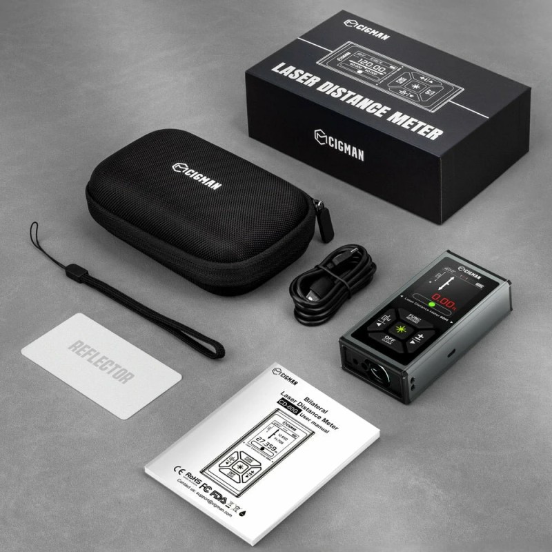 CIGMAN CD-60G kaksisuuntainen vihreä lasermittalaite 120 metrin korkean tarkkuuden 2,4 tuuman näytöllä