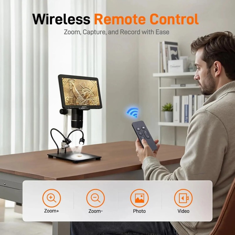 GOCHIFIX 10,1 tuuman 3-linssi 2K mikroskooppi 1000–2500x kolikkoihin ja juotostöihin