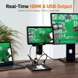 GOCHIFIX 10,1 tuuman 3-linssi 2K mikroskooppi 1000–2500x kolikkoihin ja juotostöihin