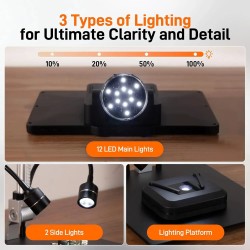 GOCHIFIX 10,1 tuuman 3-linssi 2K mikroskooppi 1000–2500x kolikkoihin ja juotostöihin