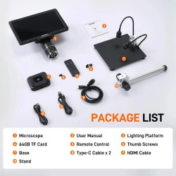 GOCHIFIX 10,1 tuuman 3-linssi 2K mikroskooppi 1000–2500x kolikkoihin ja juotostöihin