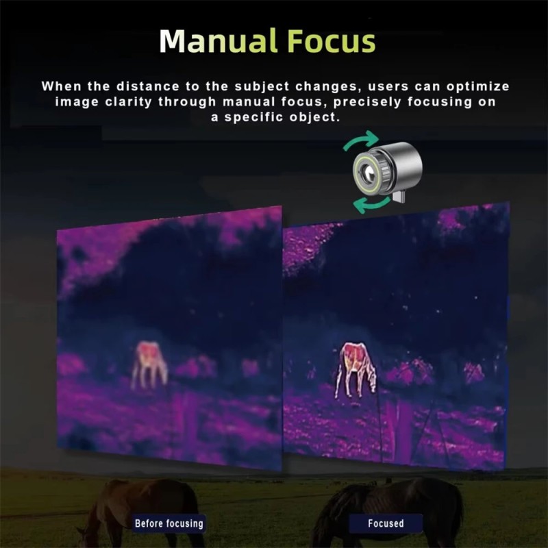 TOOLTOP M7 lämpökamera 256x192 10 mm yövisio Android-yhteensopiva manuaalitarkennus pitkän kantaman havaitseva