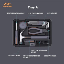 JIMIHOME X2-AB monitasoinen kotityökalusarja akkuporakoneella sisältää työkalut tee-se-itse-projekteihin